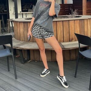 Dressed in LALA Black & White Checkerboard Women's Shorts